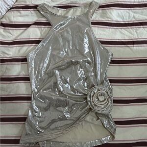 Metallic Silver/Gold Going Out Top